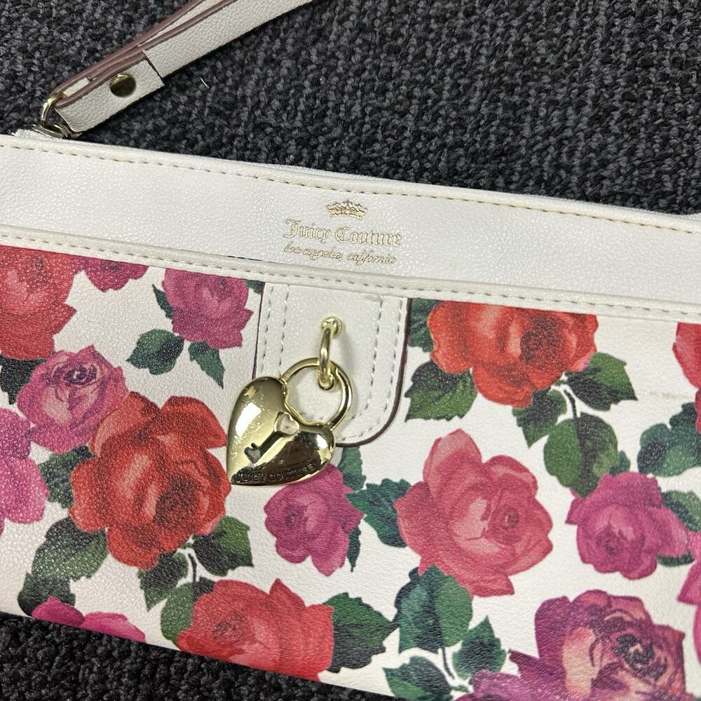 Juicy Couture Small Wristlet Clutch With Lock Charm Floral Print - Picture 3 of 7
